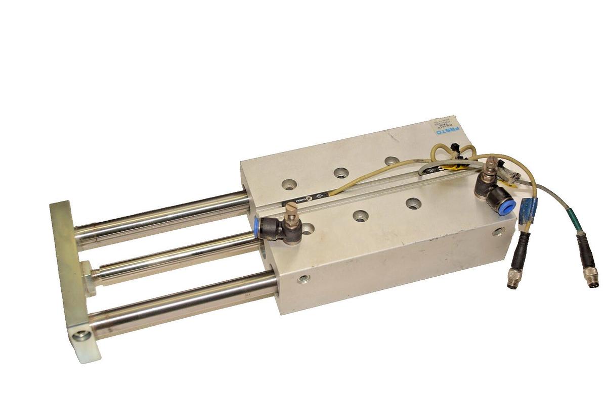 Used FESTO  PNEUMATIC GUIDED LINEAR DRIVE DFM-32-125-P-A-KF GLIDE GRIPPER CYLINDER