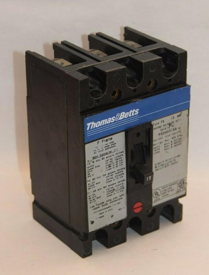 (NEW) THOMAS & BETTS FS340015A 15A 480V 3 Pole F-Frame Breaker