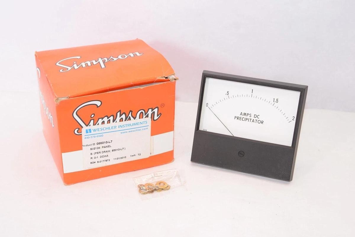 (NEW) WESCHLER INSTRUMENTS 085010-L7 0-2Amps Precipitator Panel Meter