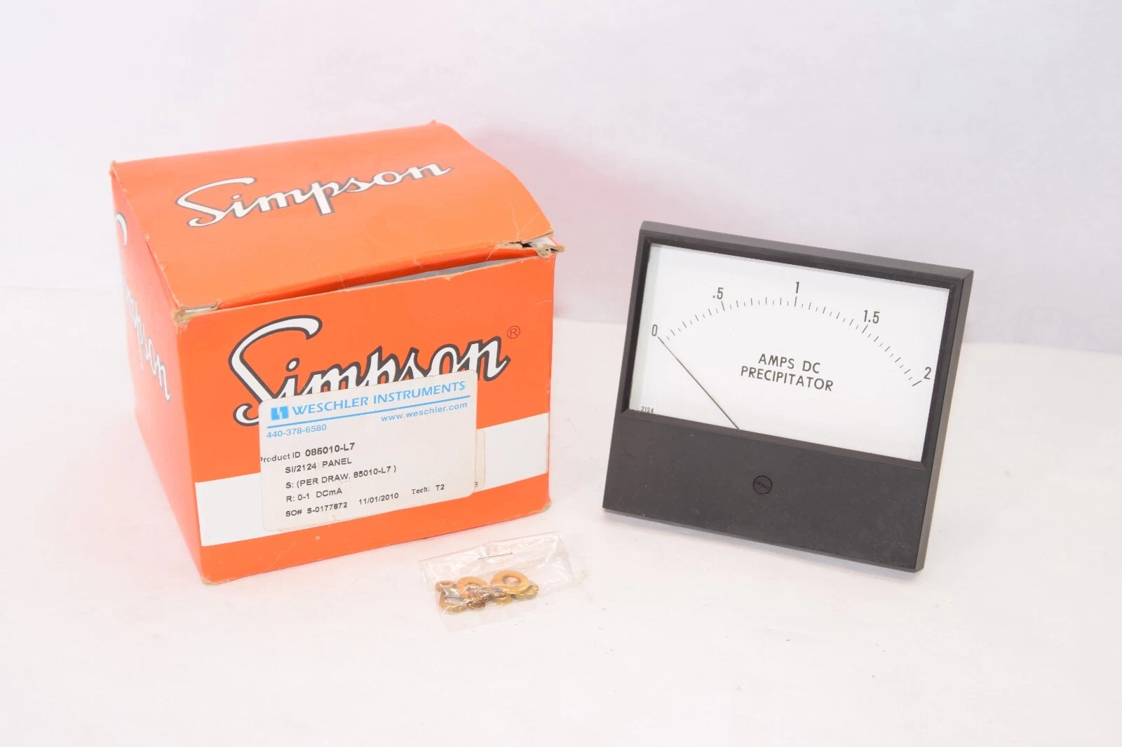 (NEW) WESCHLER INSTRUMENTS 085010-L7 0-2Amps Precipitator Panel Meter