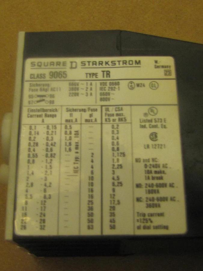 Used Square D 9065 TR0.4 9065TR0.4 9065TR Contactor