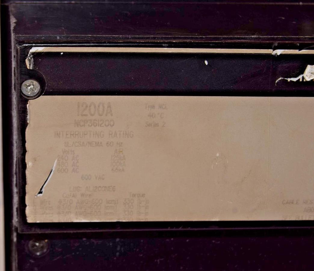 Used Square D NCL 1200A Breaker NCP361200 Ser 2 1200 Amp 3p 600vac