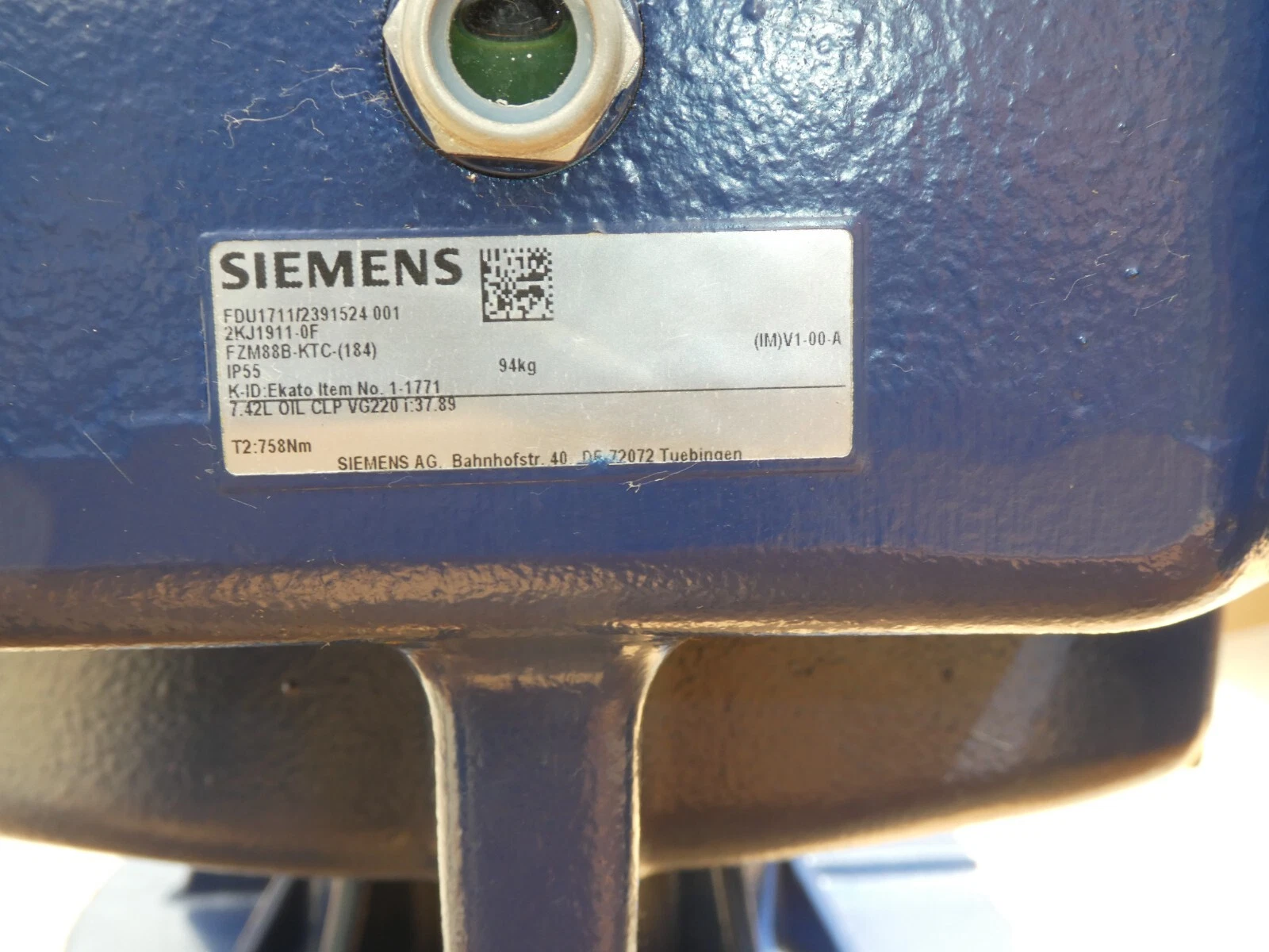 New, Siemens Flat Gearbox 2KJ1911-0F for Ekato 1-1731 2KJ1911-OF Motox