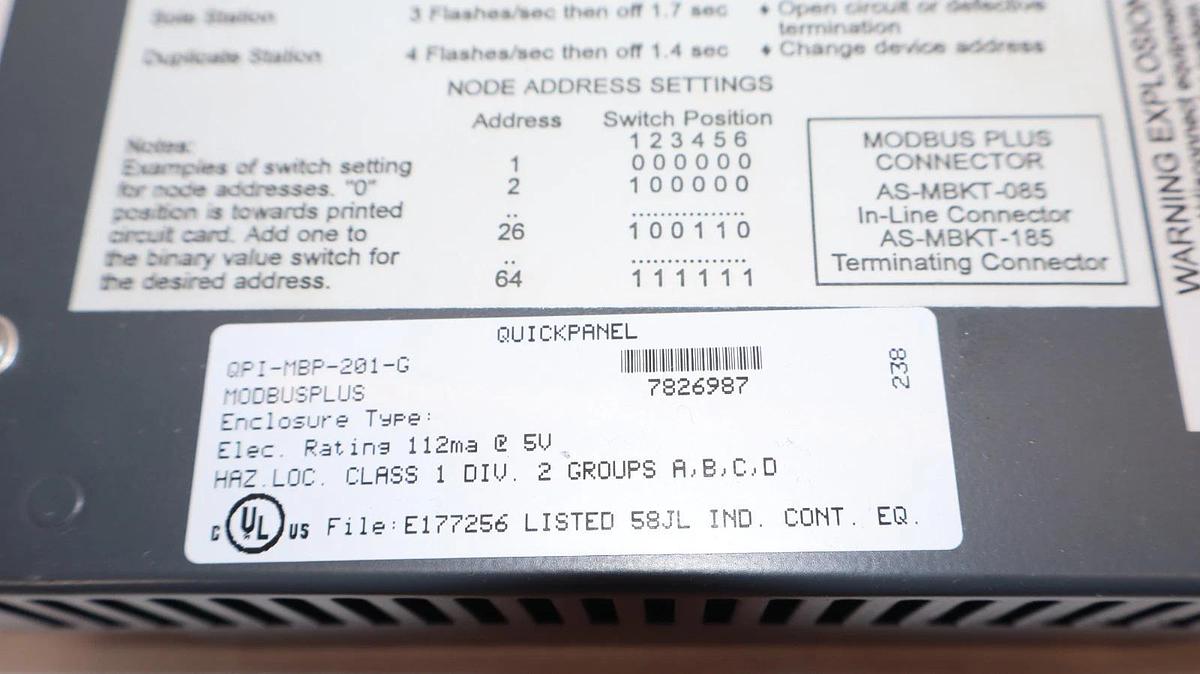 Total Control QPI-MBP-201-G Modbusplus Quickpanel Module (New)