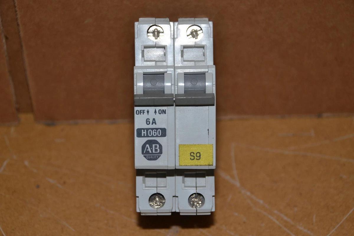 Used ALLEN BRADLEY 1492-CB2 H060 6A SER B 2 POLE CIRCUIT BREAKER