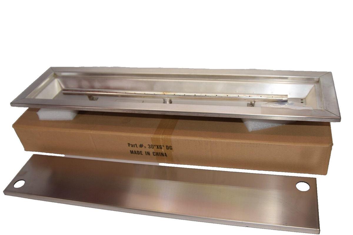 30" x 6" DG Rectangular Stainless Fire Pit Pan, Heavy-Duty Drop-In Pit Pan