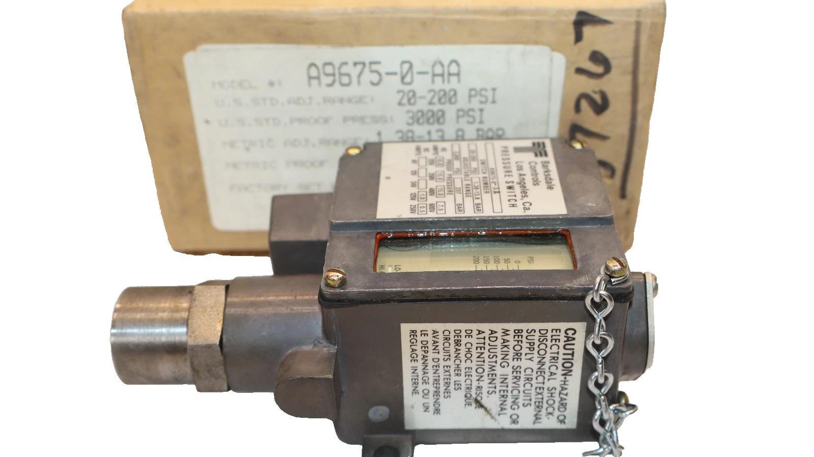 Barksdale Controls Pressure Switch 20-200psi A9675-0-AA (New)