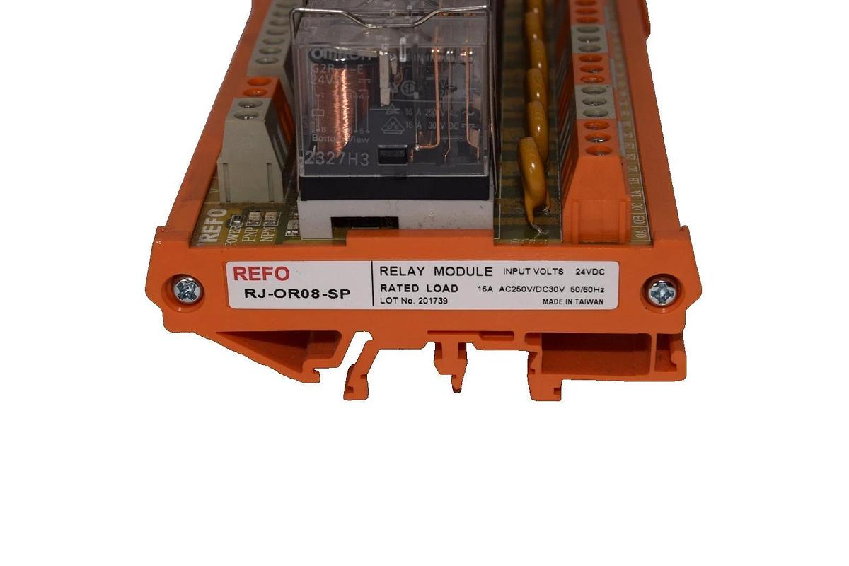 Used REFO RJ-OR08-SP , RJOR08SP 24Vdc 16A 8-Channel Relay Module