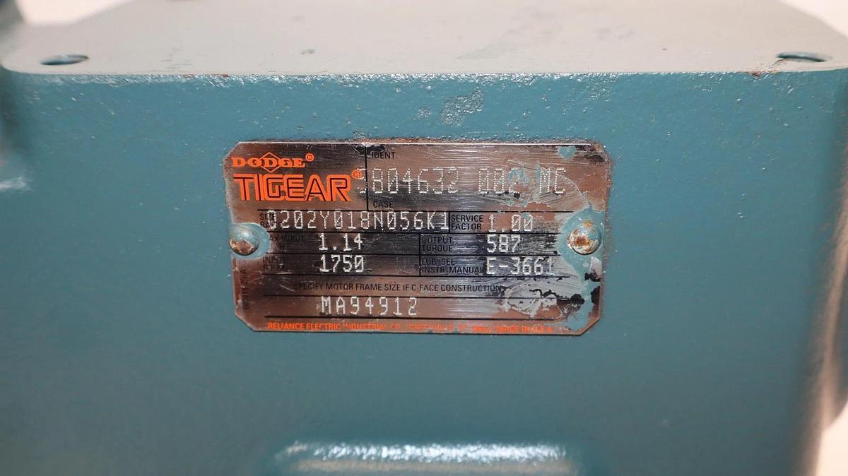 Refurbished Dodge Tigear Q202Y018N056K1 1.14Hp Ratio 1" Shaft Gear Reducer