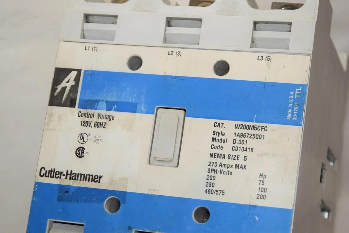 Refurbished Cutler-Hammer Westinghouse W200M5CFC Size 5 Motor Starter  1A96725C01