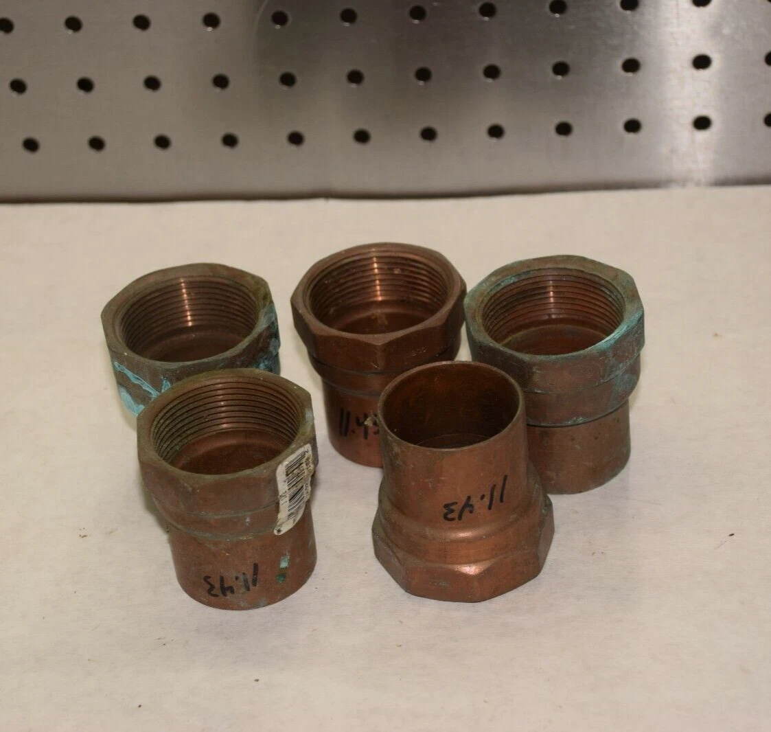 (Lot of 5) 1-1/4" Threaded Female Adapter FIP COPPER PIPE 1 - 1/4" fitting NPT