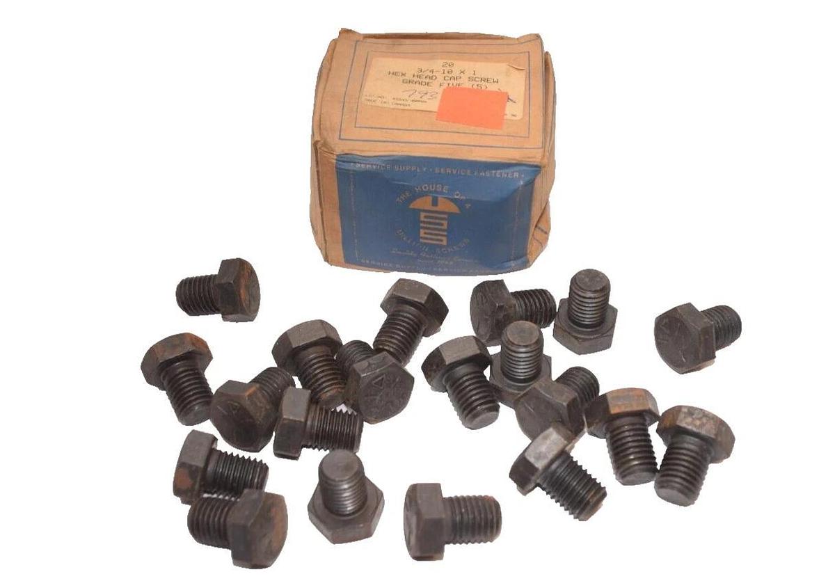 (NEW - Box 20) THE HOUSE OF A MILLION SCREWS 3/4-10 x 1 Grade 5 Hex Head Screw
