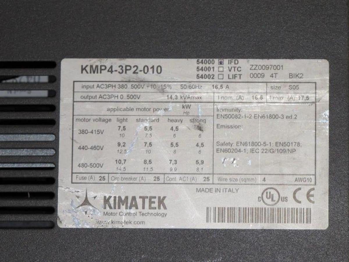 Used Kimatek kmp4-3p2-010 Motor Control Drive