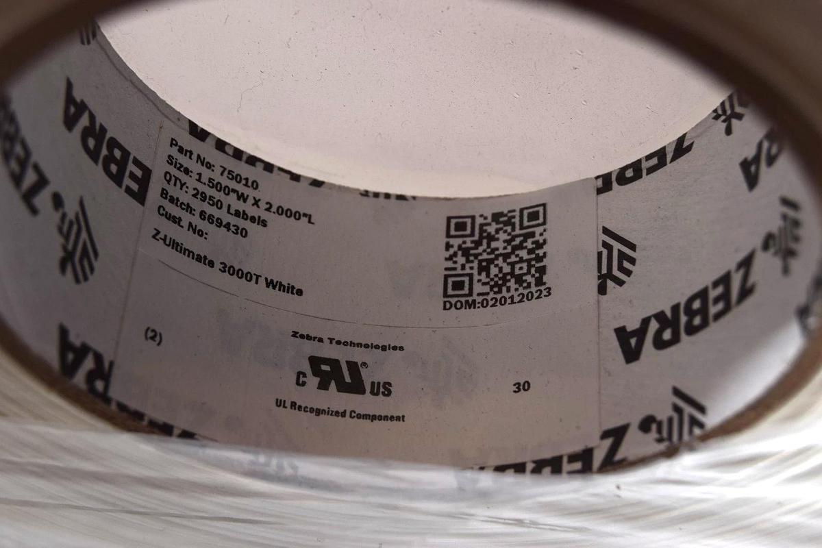 Zebra 75010 , 1.500" W x 2.000" L , Z Ultimate 3000T White Labels