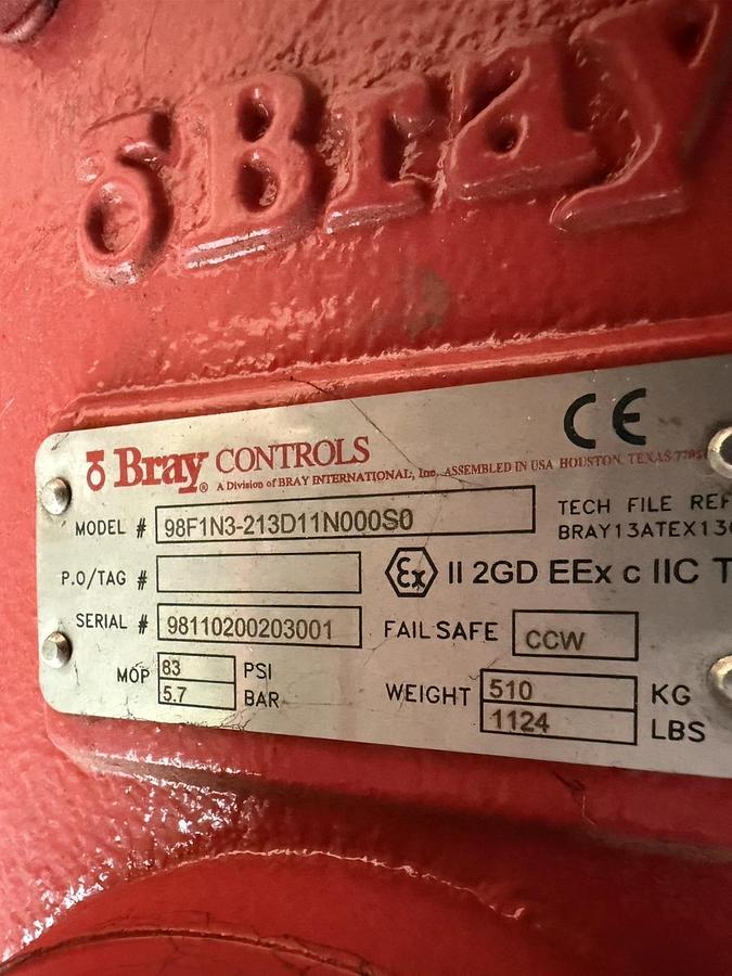 Used 24-inch Bray Butterfly Valve 98F1N3-213D11N000S0 24" 41240011001466, 4-20MAPT-PT