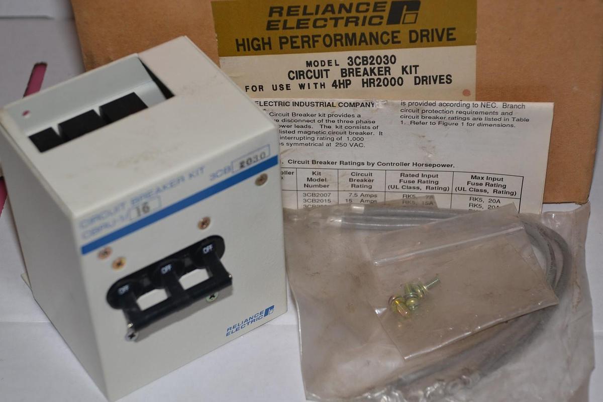 Reliance Circuit Breaker Kit 3CB2030 CBRU-1/16 use w/ 4hp HR2000 Drives  NEW