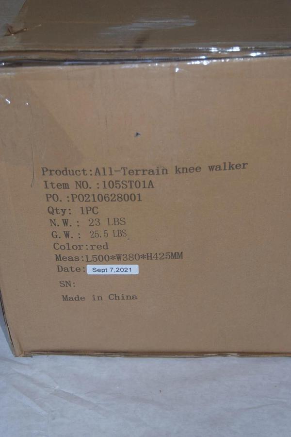 KOOSOM 105ST01A P02106628001 B09L7K9F67 Red All-Terrain Knee Walker 350lbs *NEW*