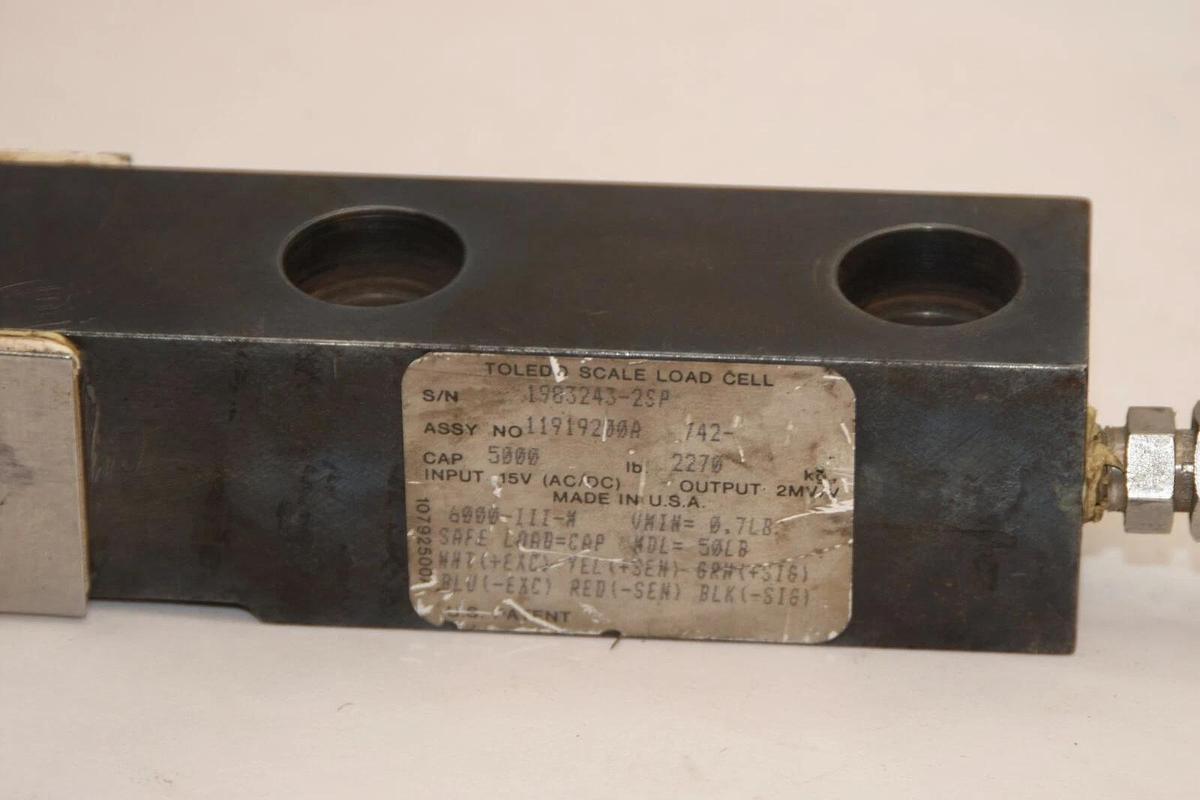Used TOLEDO SCALE 11919200A 1983243-2SP 5000 Cap 2270lb 15V Load Cell