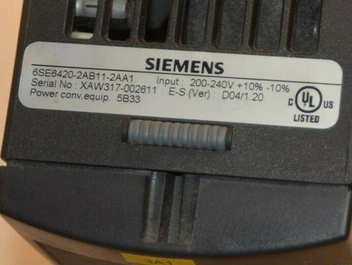 Used SIEMENS 6SE6420-2AB11-2AA1 200-240V 0.12Kw Micromaster 420 AC Drive