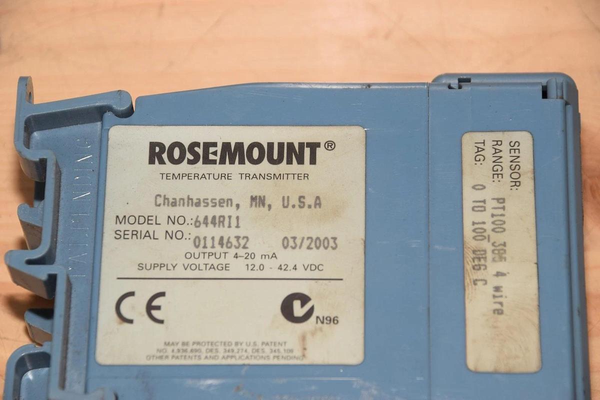 Used ROSEMOUNT MODEL 644RI1 TEMPERATURE TRANSMITTER (0-100 Deg C)