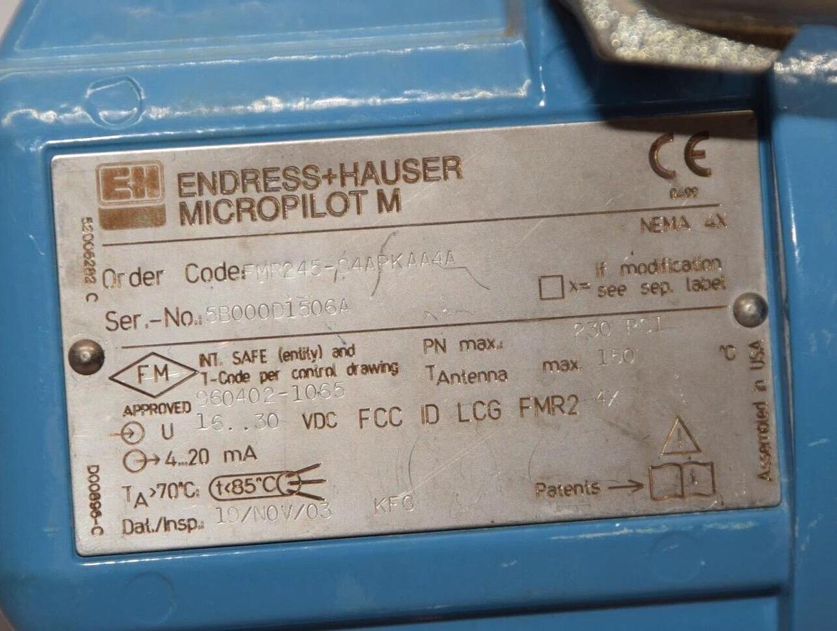 Used ENDRESS + HAUSER MicroPilot M FMR245 FMR245-S4APKAA4A FMR245S4APKAA4A 230psi
