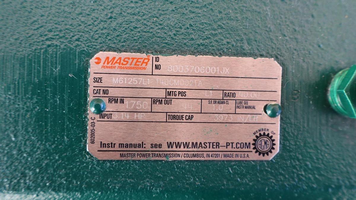 Master Power Transmission GearBox Speed Reducer 8003706001JX M61257E1 Rat 40 NEW