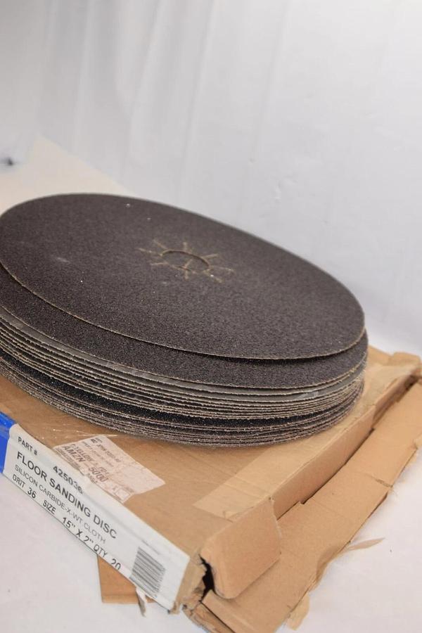 (NEW - Box 20) MERCER ABRASIVES 425036 36 Grit Size 15"x2" Floor Sanding Disc