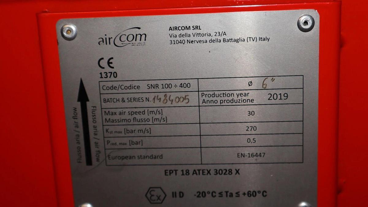 AIRCOM SRL ECOMAXX Safety Not Return Explosion Isol Valve SNR 100 ÷ 400 6" (NOS)