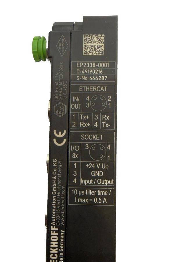 Used Beckhoff EP2338-0001 EtherCAT Box 8-Channel Digital Combo 24V DC 10μs 0.5A