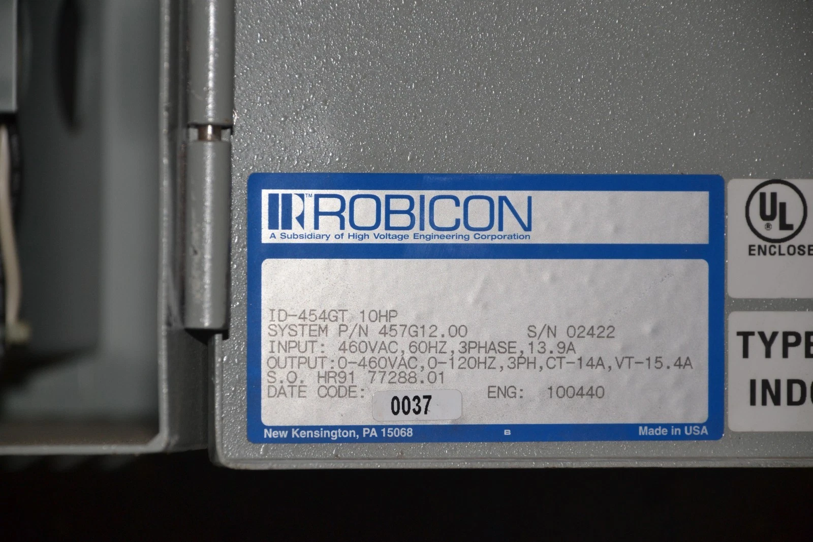 Used ROBICON 10HP 10hp AC DRIVE ID-454GT 3PH 460V 457G12.00