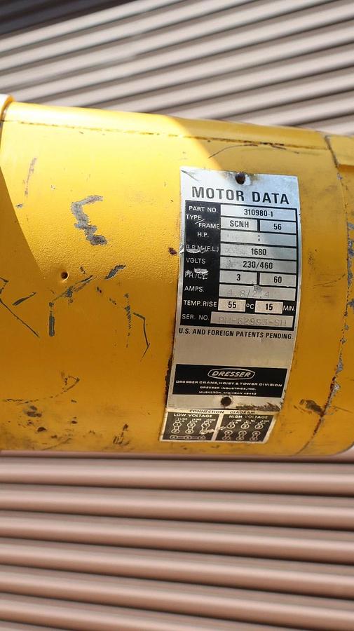 Used Budgit Chain Hoist 1 Ton 2000lb K-356-2 309826-87A  10" Chain Drop 230/460v 3ph