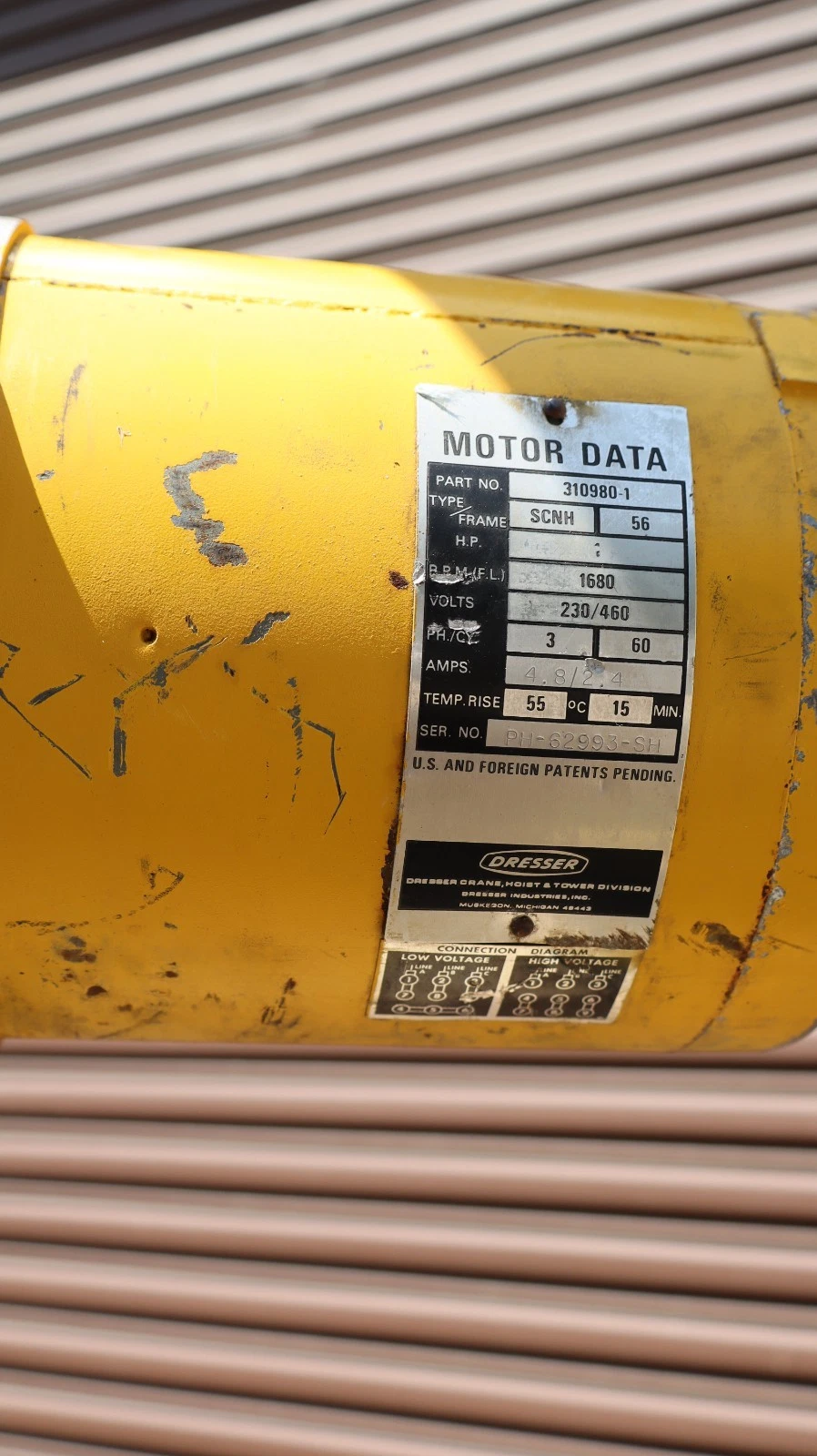 Used Budgit Chain Hoist 1 Ton 2000lb K-356-2 309826-87A  10" Chain Drop 230/460v 3ph
