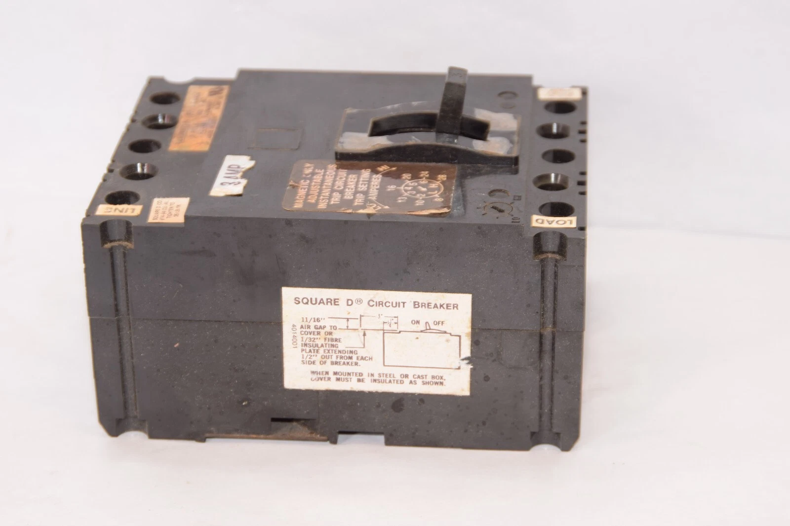 Used SQUARE D FAL 36003 FAL36003 3A Amp 3P 600V 11M Black Circuit Breaker