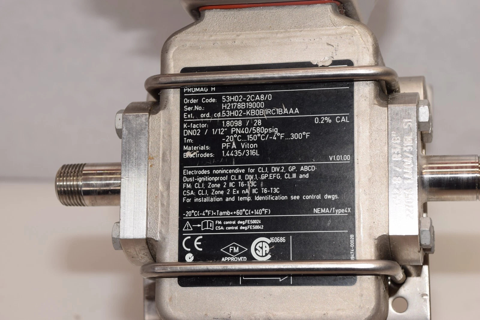 Used ENDRESS + HAUSER 53H02-2CA8/0 53H022CA80 Promag H Flowmeter