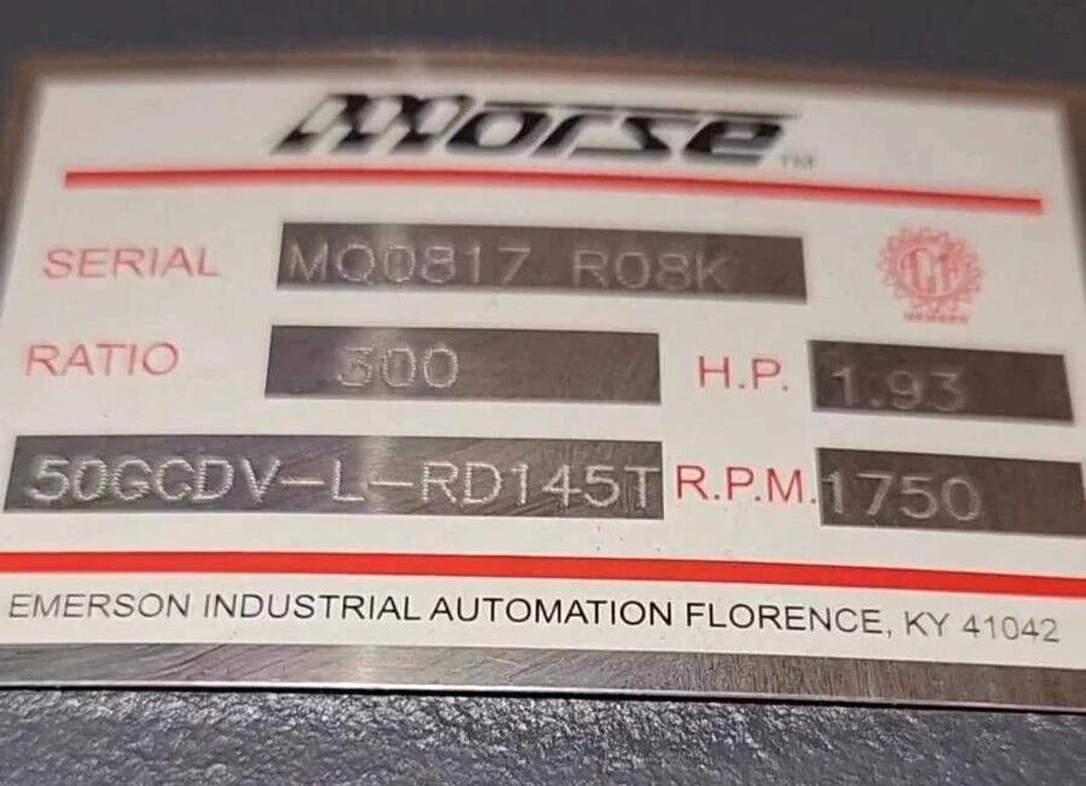 Morse Worm Gear Reducer 50GCDV 300 300:1 1.93Hp MQ0817, 50GCDV300 L-RD145T