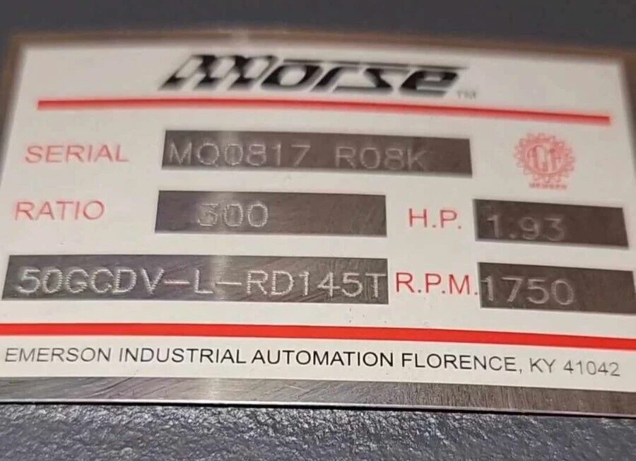 Morse Worm Gear Reducer 50GCDV 300 300:1 1.93Hp MQ0817 50GCDV300 L-RD145T (NEW)