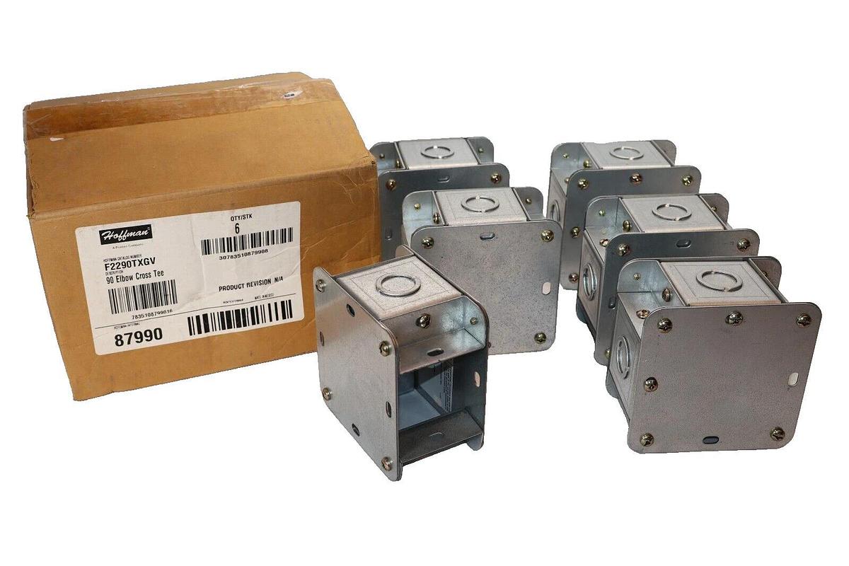(NEW - Box of 6) HOFFMAN F2290TXGV 90 Degree Elbow Cross Tee 2.5" x 2.5"