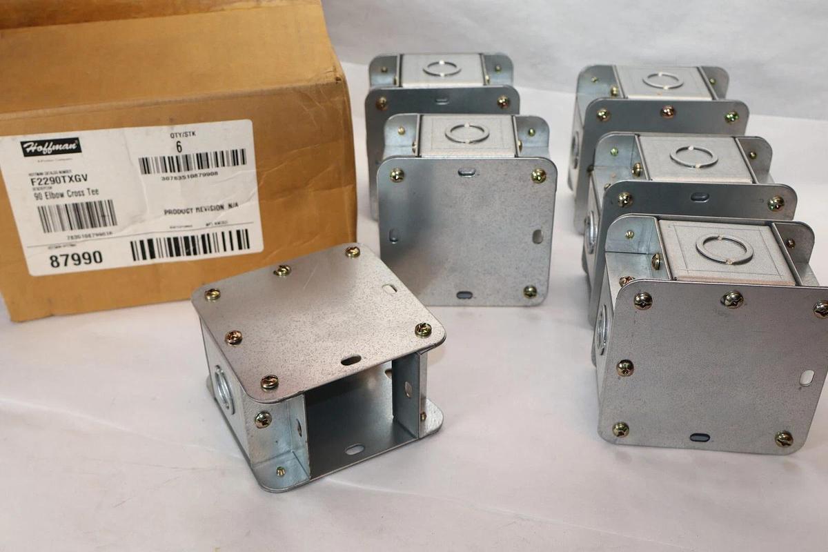 (NEW - Box of 6) HOFFMAN F2290TXGV 90 Degree Elbow Cross Tee 2.5" x 2.5"