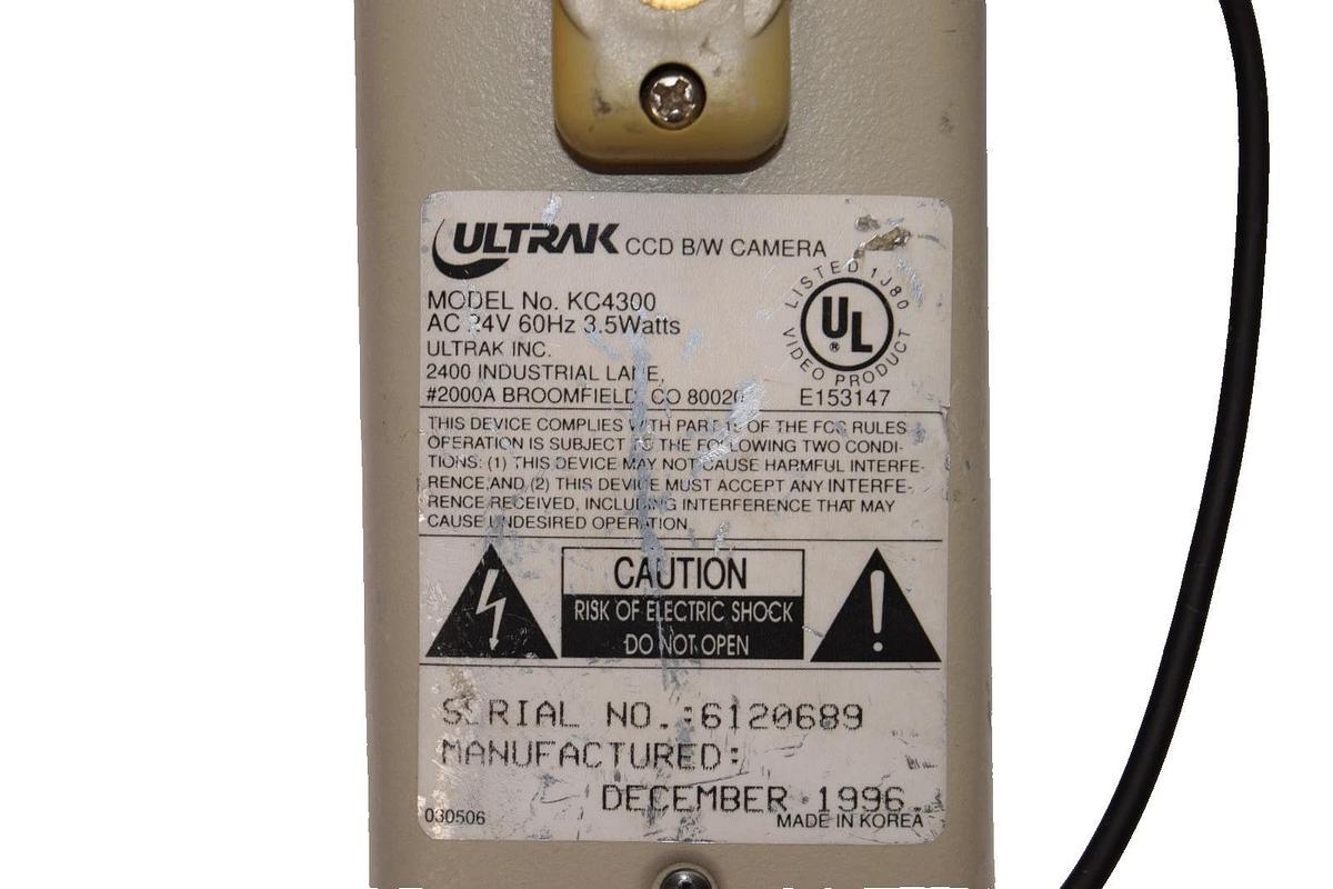 Used Ultrak KC4300 3.5W CCD B/W Security Camera w/2.9-8.2mm 1/3" Computar Lens
