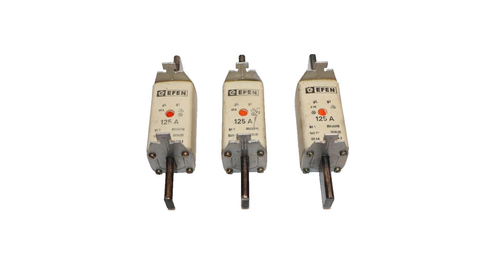 Used Efen Fuse 125 Amp 125A 500V 350350110 (Lot of 3)