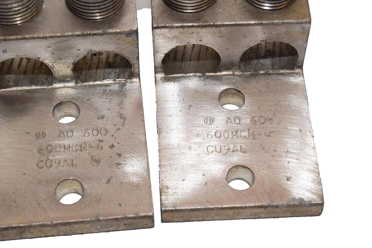 Used ILSCO AD 600 600MCM-4 CU9AL Aluminum Double Mechanical Lugs (Lot of 2)