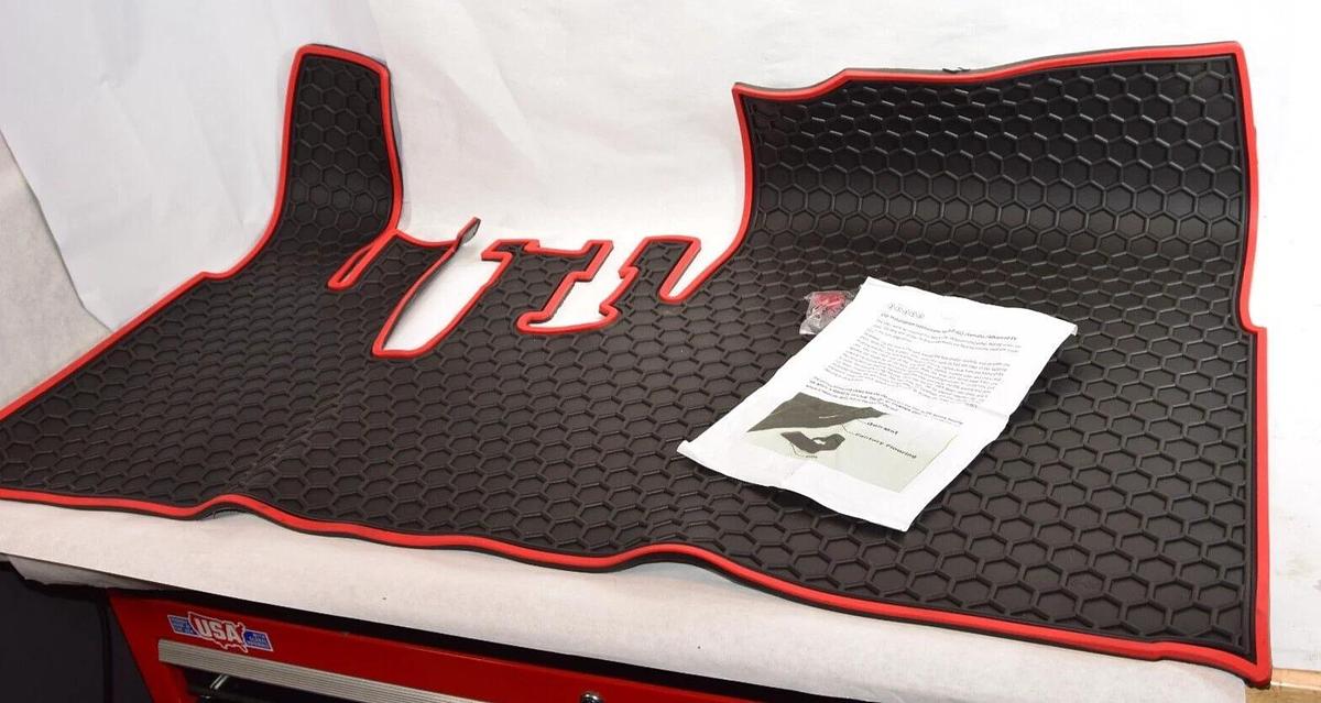 (NEW) MATERICUO X0033JVJD Full Coverage Custom Fit Golf Cart Floor Liner Mat Red