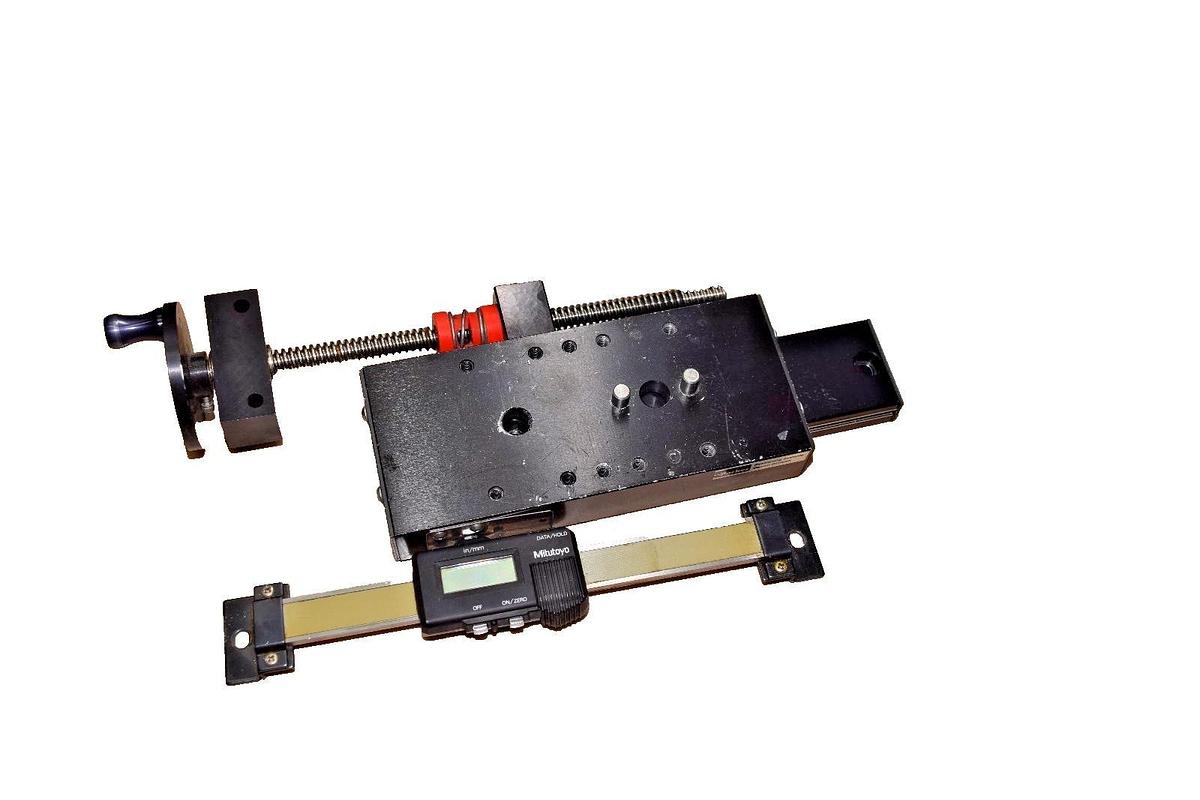 Used PARKER DAEDAL LINEAR SLIDE W/MITUTOYO CALIPER POSITIONING SYSTEM