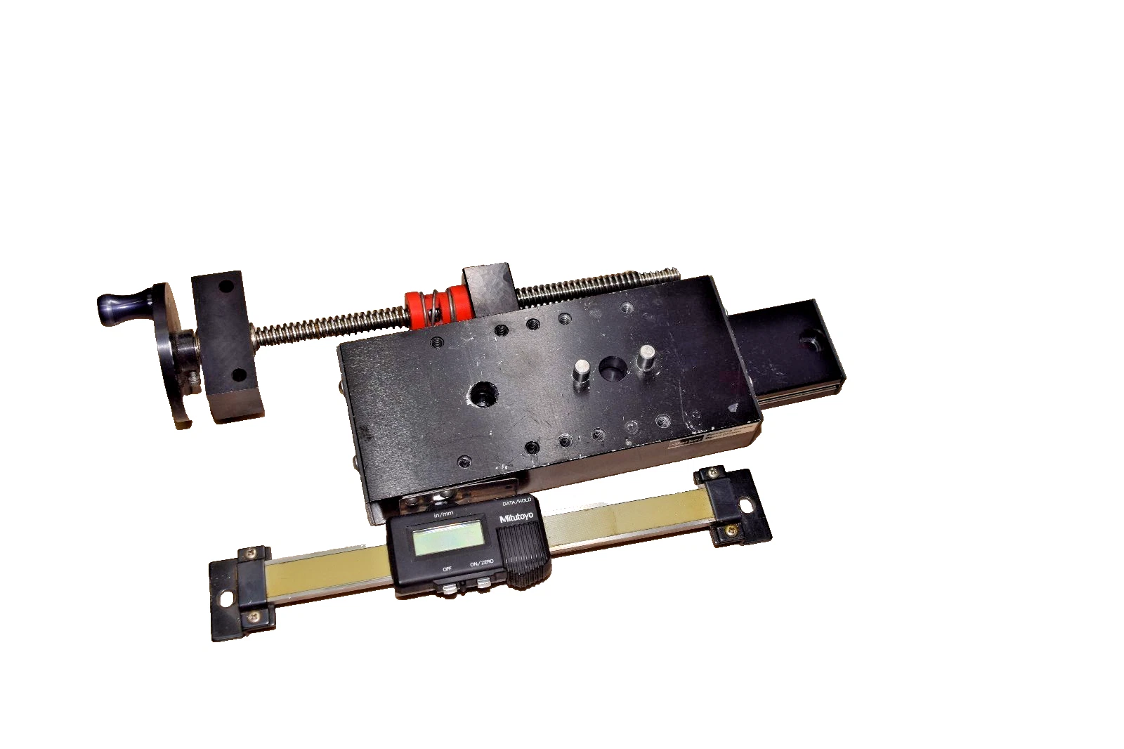 Used PARKER DAEDAL LINEAR SLIDE W/MITUTOYO CALIPER POSITIONING SYSTEM