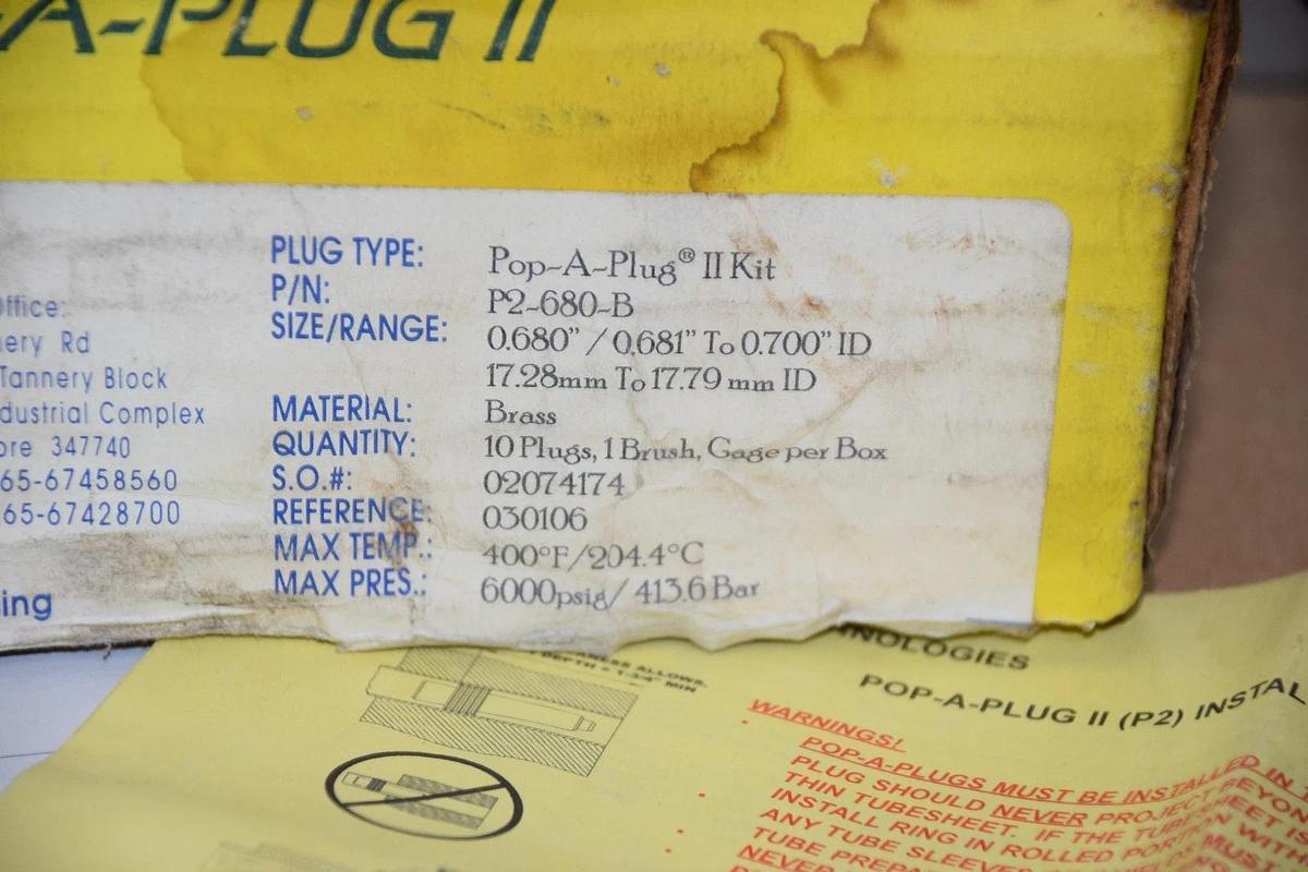 Used Pop-A-Plug II Kit P2-680-B  (9 plugs) 0.680"/0.681 to 0.700" 17.28"mm 17.79mm