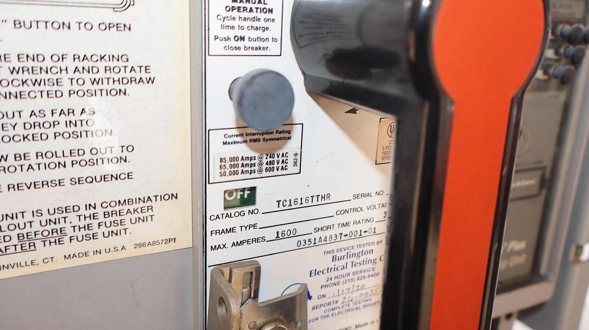 Refurbished GE General Electric Breaker Power Break 1600A Amp TC1616TTHR TR16B1000 C216LSHG