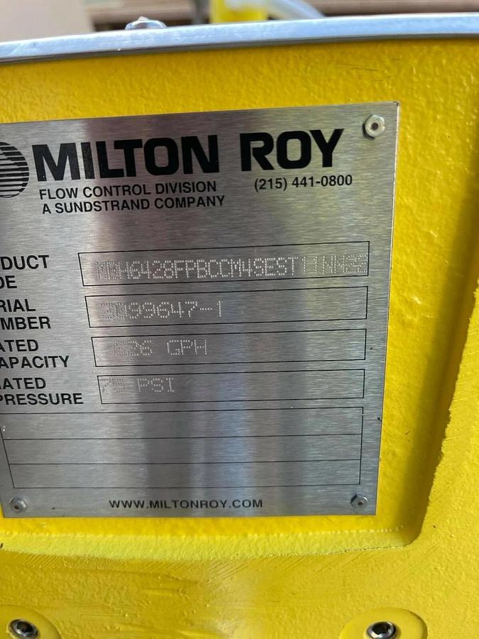 (New) Milton Roy Metering Pump mbh6428fpbccm4sest11nn22 626 GPH