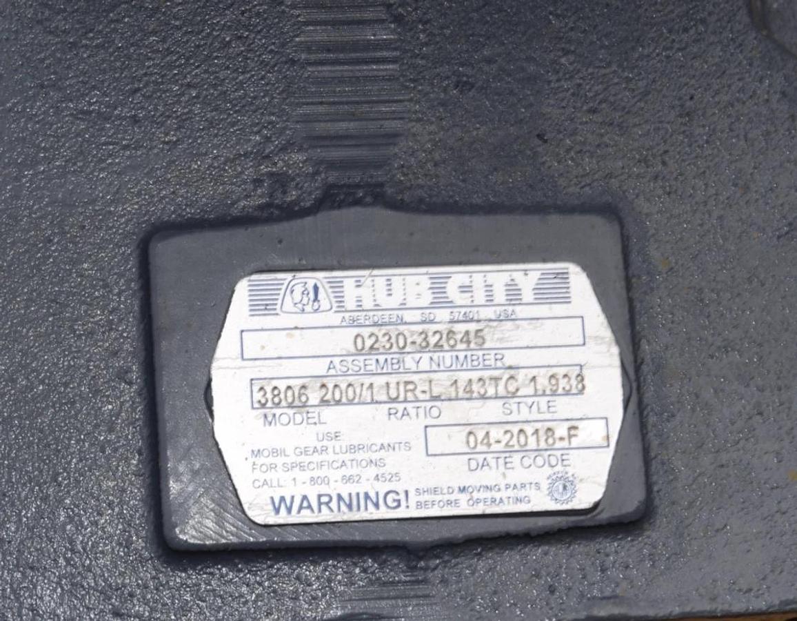 Hub City URL Gear Box Speed Reducer 0230-32645 3806 200/1 UR-L 143TC 1.938 (NOS)