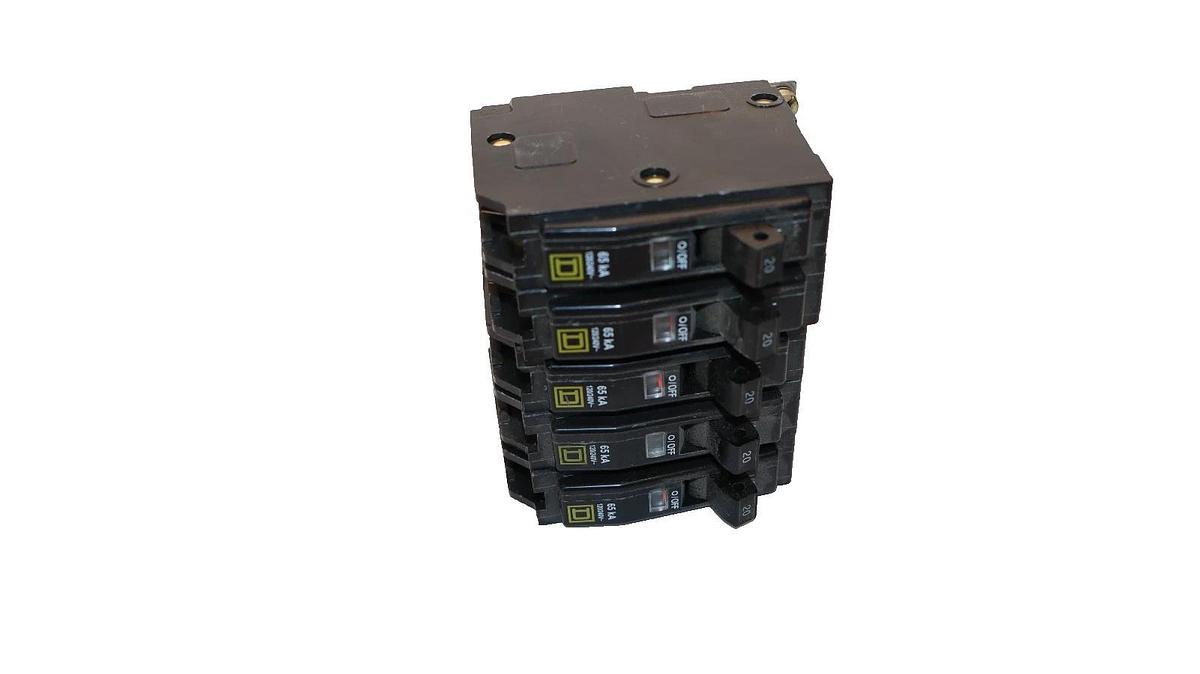 Used Square D Circuit Breaker 20A 20 Amp QHB120 1p 1  Pole (Lot of 5)