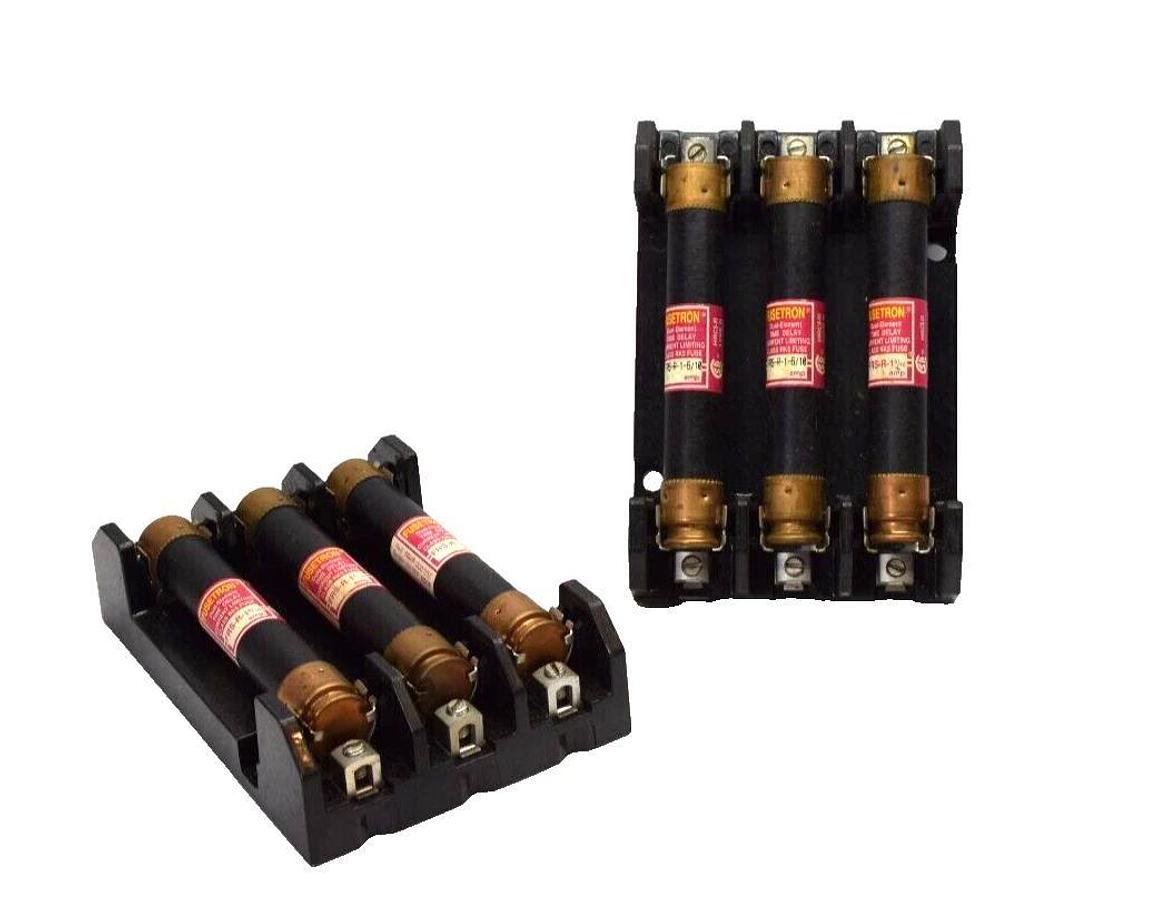 Used (Lot 2) MARATHON 6F30A3B 600V 30A Fuse Holder With Fusetron FRS-R-1-6/10 Fuse